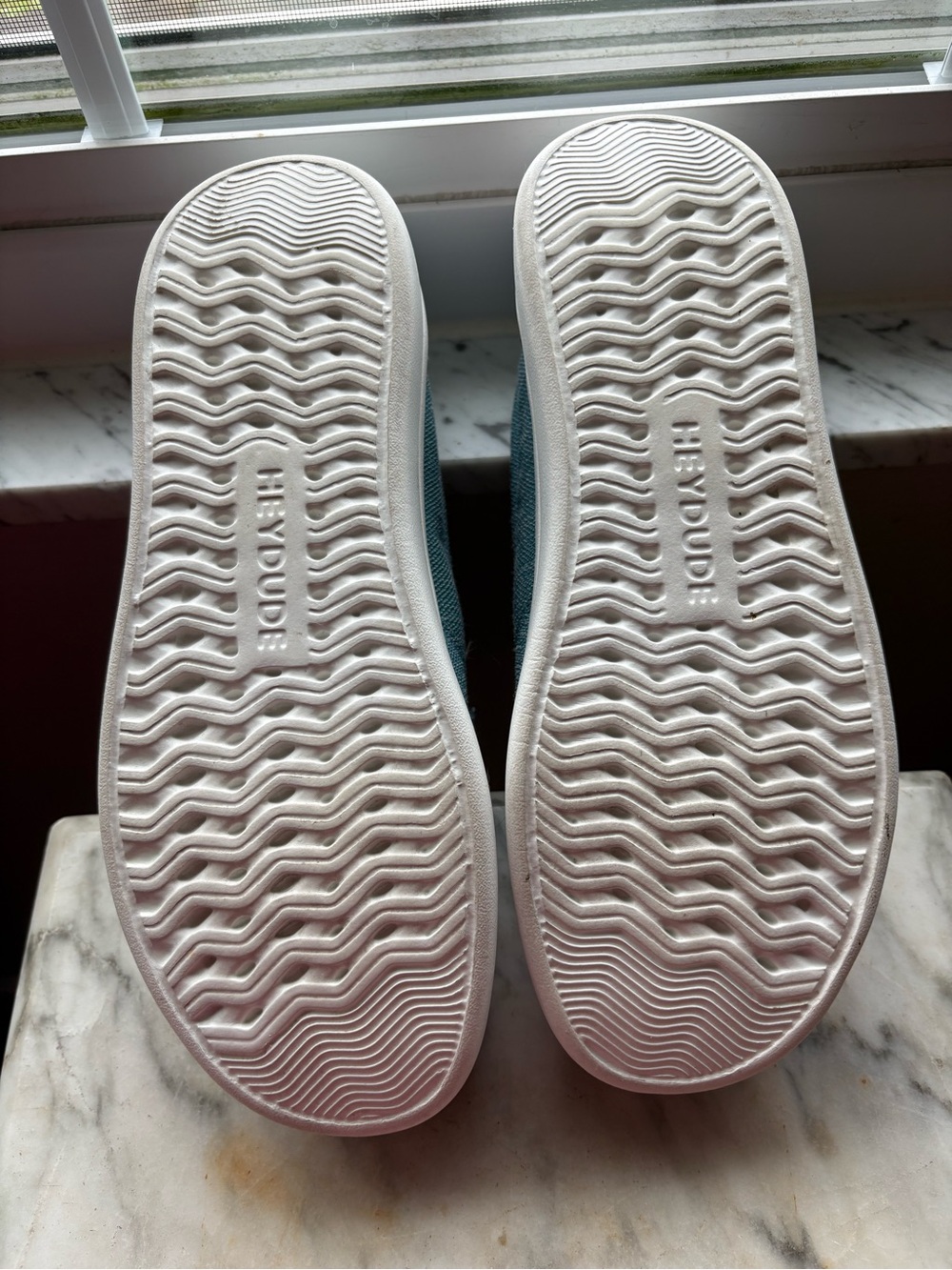 Hey Dude Women's Teal Canvas Slip-On Sneakers with White Sole - Picture 3 of 3